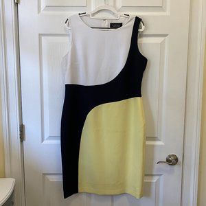Black Label by Evan Picone Dress in Black, White, Yellow Size 12